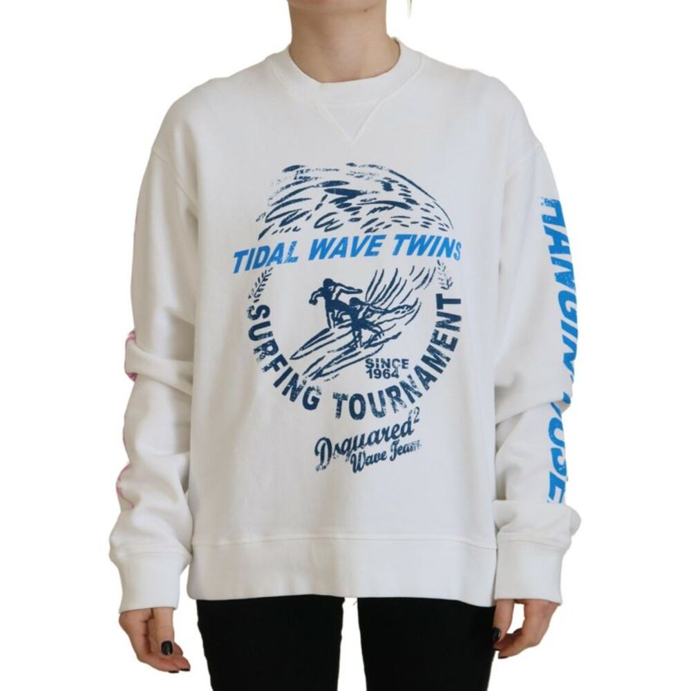 Dsquared² White Cotton Printed Women Long Sleeve Women's Sweater